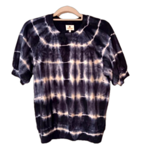 Sundry Indigo Blue Tie-Dye Short Puff Raglan Sleeve Defined Waist Sweatshirt XS